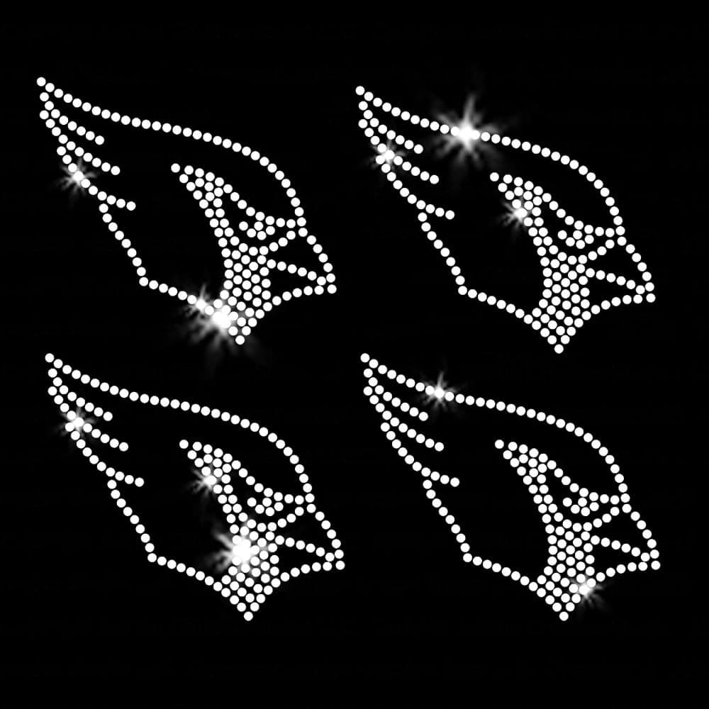 Set of 4 Small Cardinal Blue Jay Head Sparkly Iron-on Rhinestone Crystal T-Shirt Transfer by JCS Rhinestones