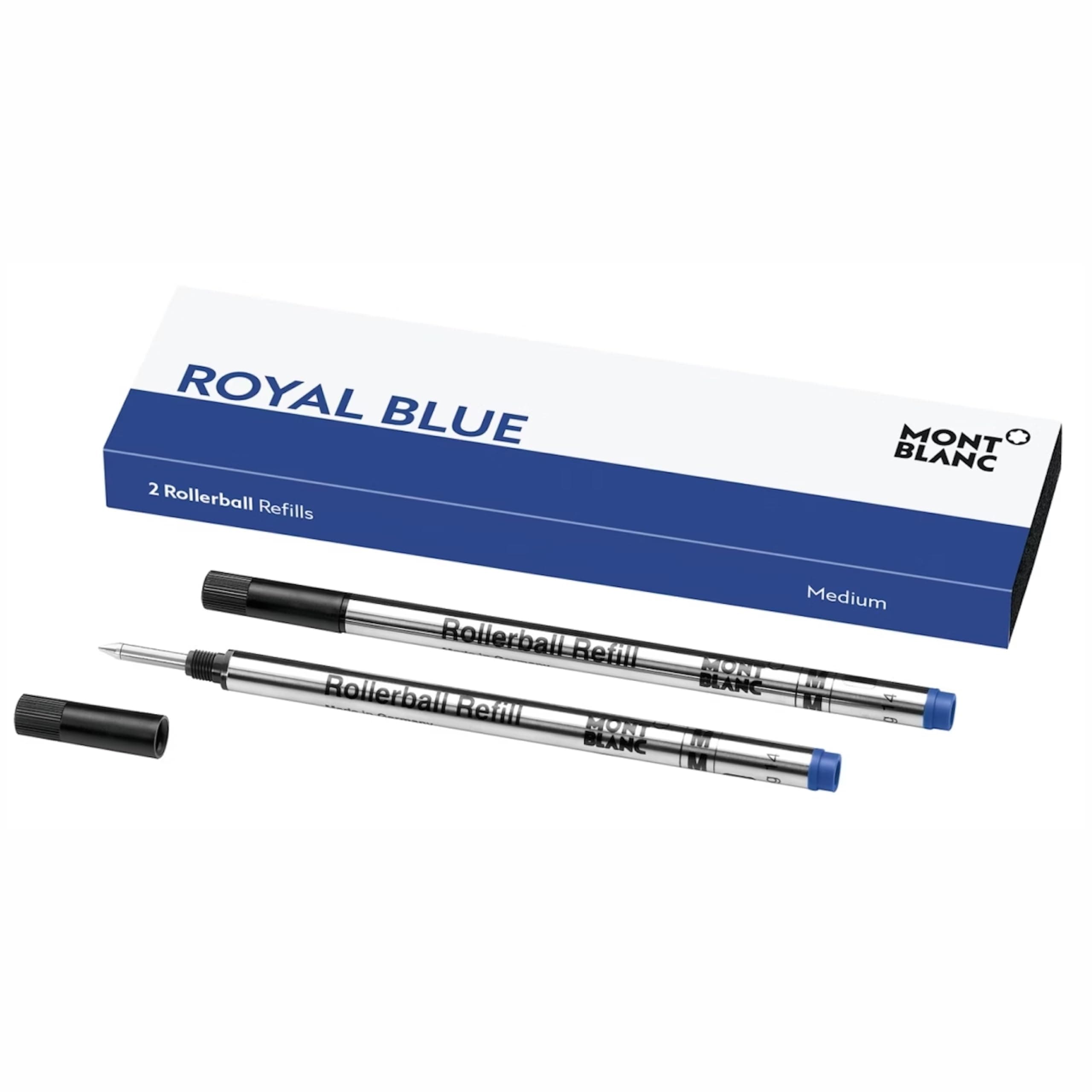 Rollerball Refills (M) Pacific Blue 105159 / Quick-Drying Pen Refills for MONTBLANC Rollerball and Fineliner Pens / 2 x Dark Blue Pen Cartridges