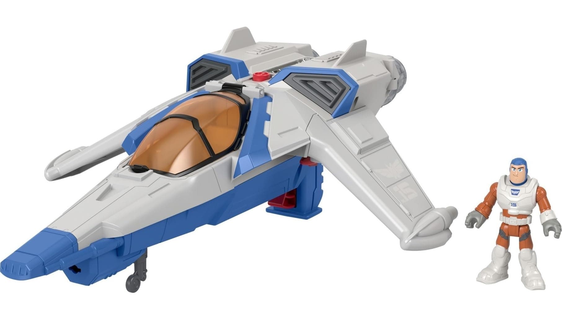 Fisher-Price Imaginext Spaceship Toy Disney and Pixar Lightyear Lights & Sounds XL-15 with Buzz Lightyear Figure for Preschool Kids Ages 3+ Years