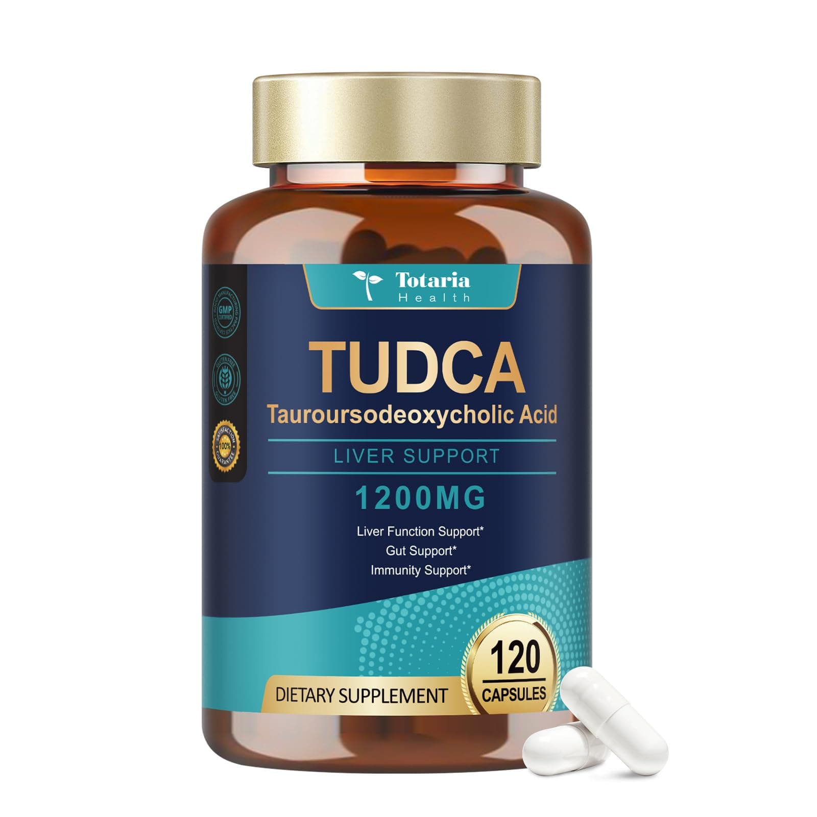 Totaria TUDCA Bile Salts 1200mg (Tauroursodeoxycholic Acid), 120 Capsules, Ultra Strength Pure TUDCA Liver Supplements, Liver and Gallbladder Cleanse & Repair, Vegan