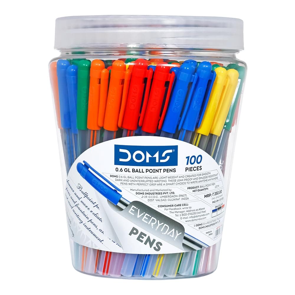 Everyday GL Ball Point Pen Jar Pack | Tip Size 0.6 MM | Light Weight With Leak Poof | Comfotable Grip For Smudge Free Writing | Blue Ink, Pack Of 100 Pens