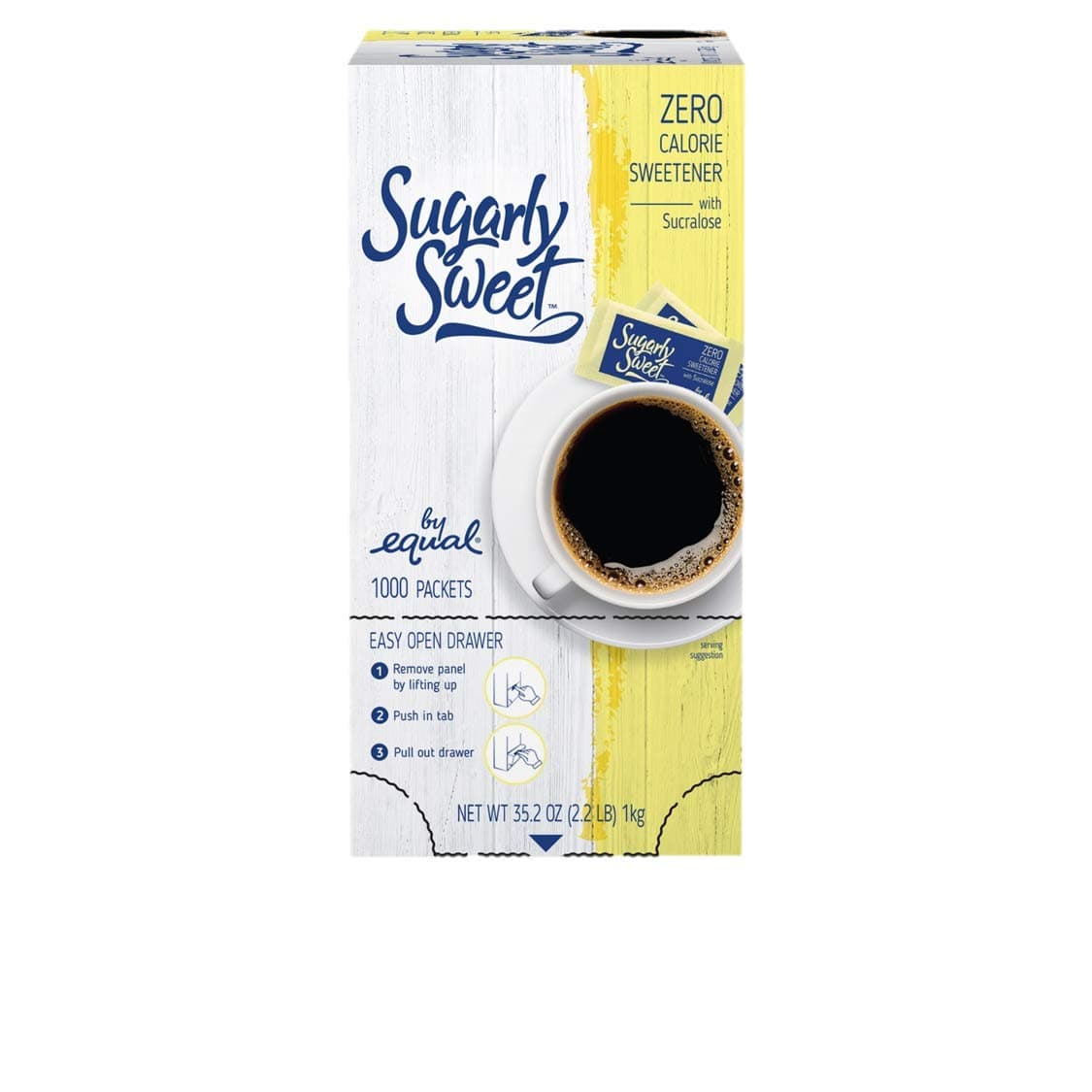 SUGARLY SWEET Zero Calorie Sweetener Packets with Sucralose, Sugar Substitute, Sugar Alternative, Yellow Sweetener Packets, 1,000 Packets