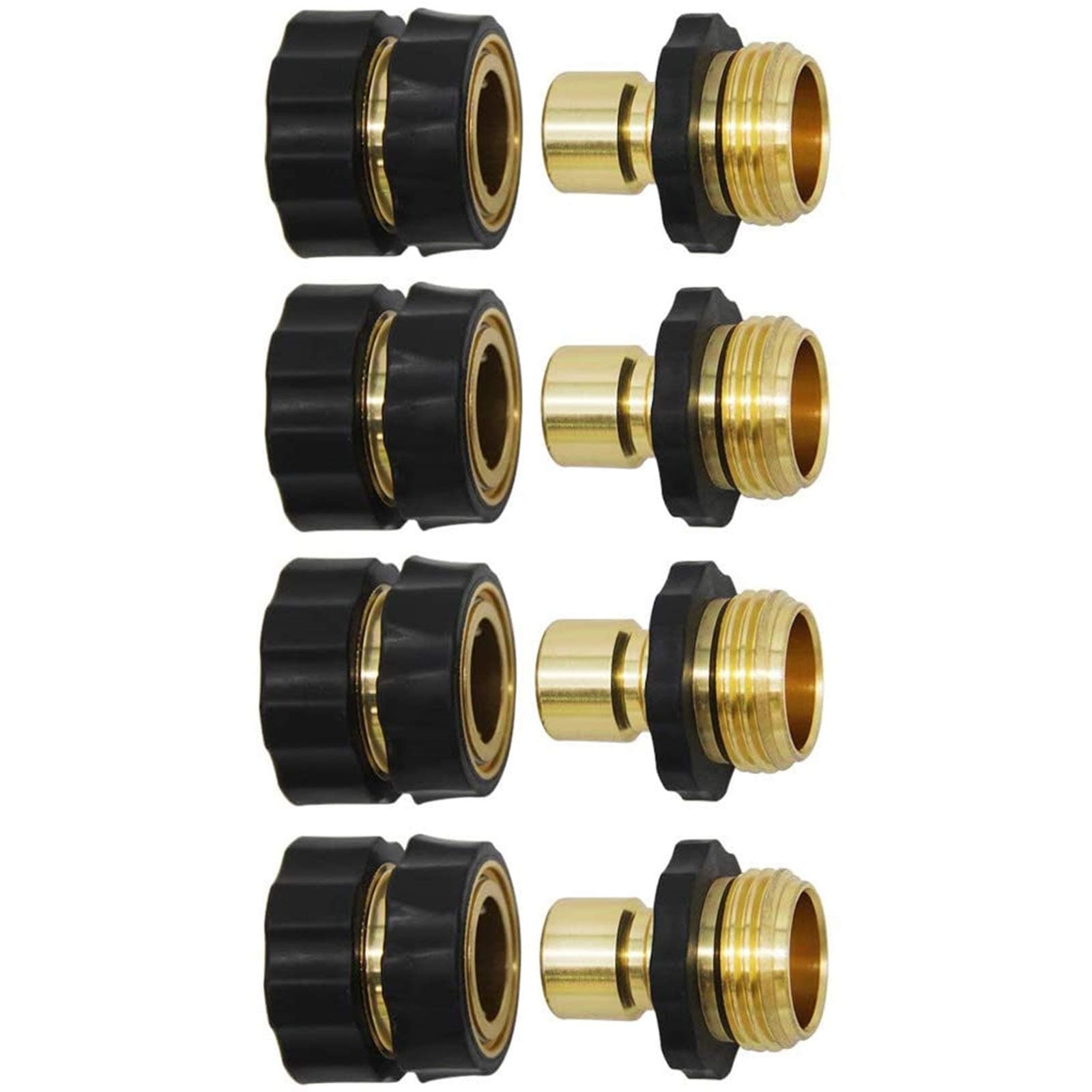 Twinkle Star 3/4 Inch Garden Hose Fitting Quick Connector Male and Female Set, 4 Set, Garden Hose Adapter, Quick Connect Hose Fittings, Garden Hose Connector, Hose Attachment