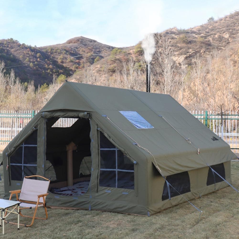 Sport Tent Inflatable Tent with Pump,Family Tent for 4-6 Persons with Stove Jack Hole,4 Season 3000mm Waterproof Pop-Up Tents,Quick to Set up