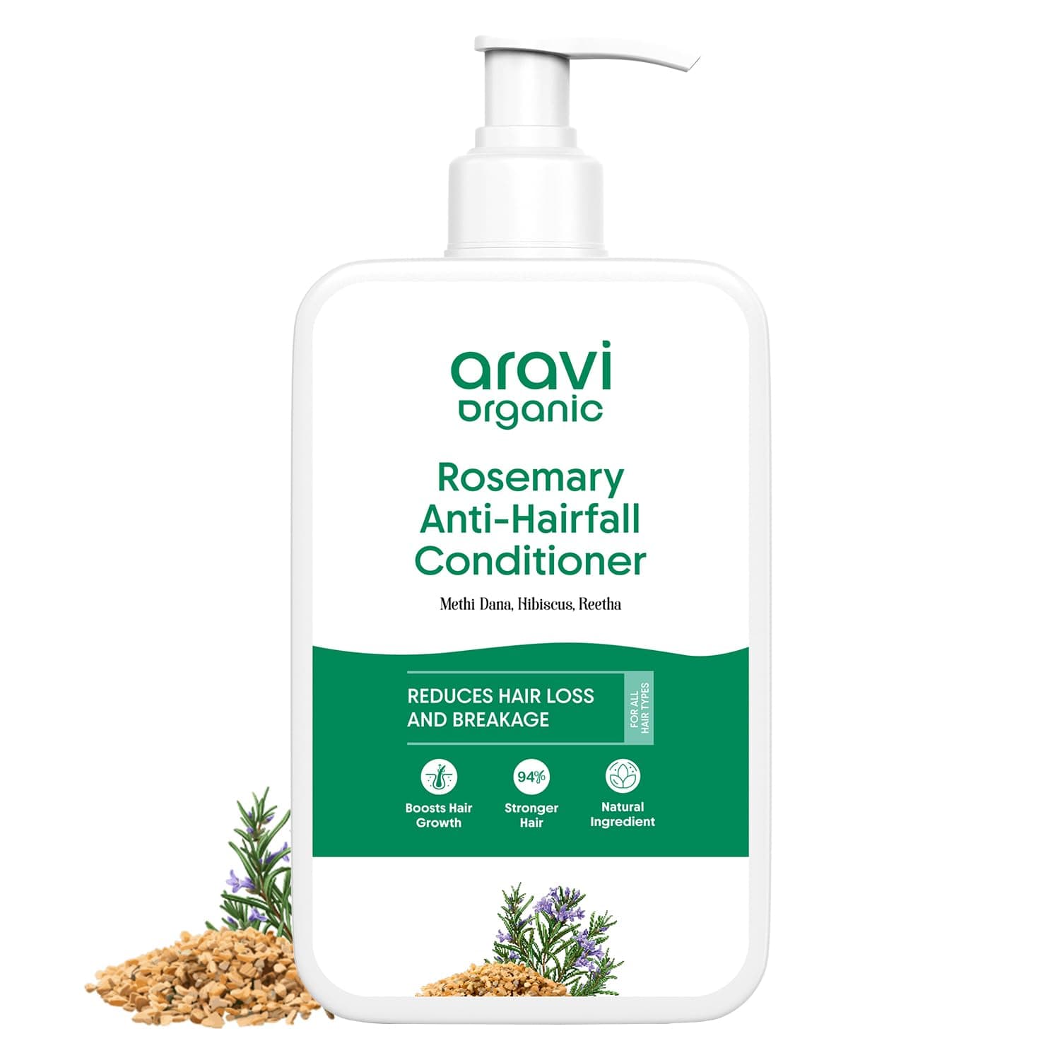 Aravi Organic Rosemary Hair Growth Conditioner - Enriched with Rosemary, Methi Dana & Hibiscus - For All Hair Types - For Men & Women - Sulfate & Paraben Free 200 ml