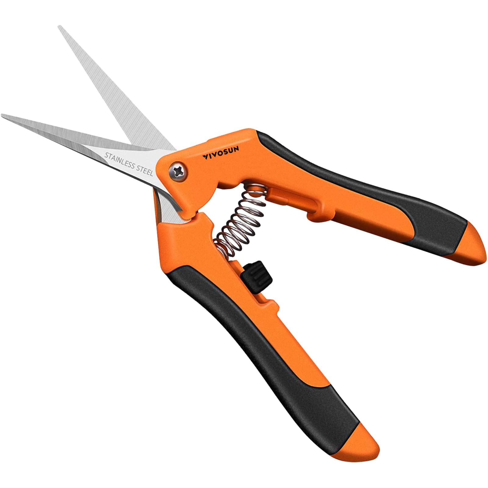 6.5 Inch Gardening Scissors Hand Pruner Pruning Shear with Straight Stainless Steel Blades Orange 1-Pack