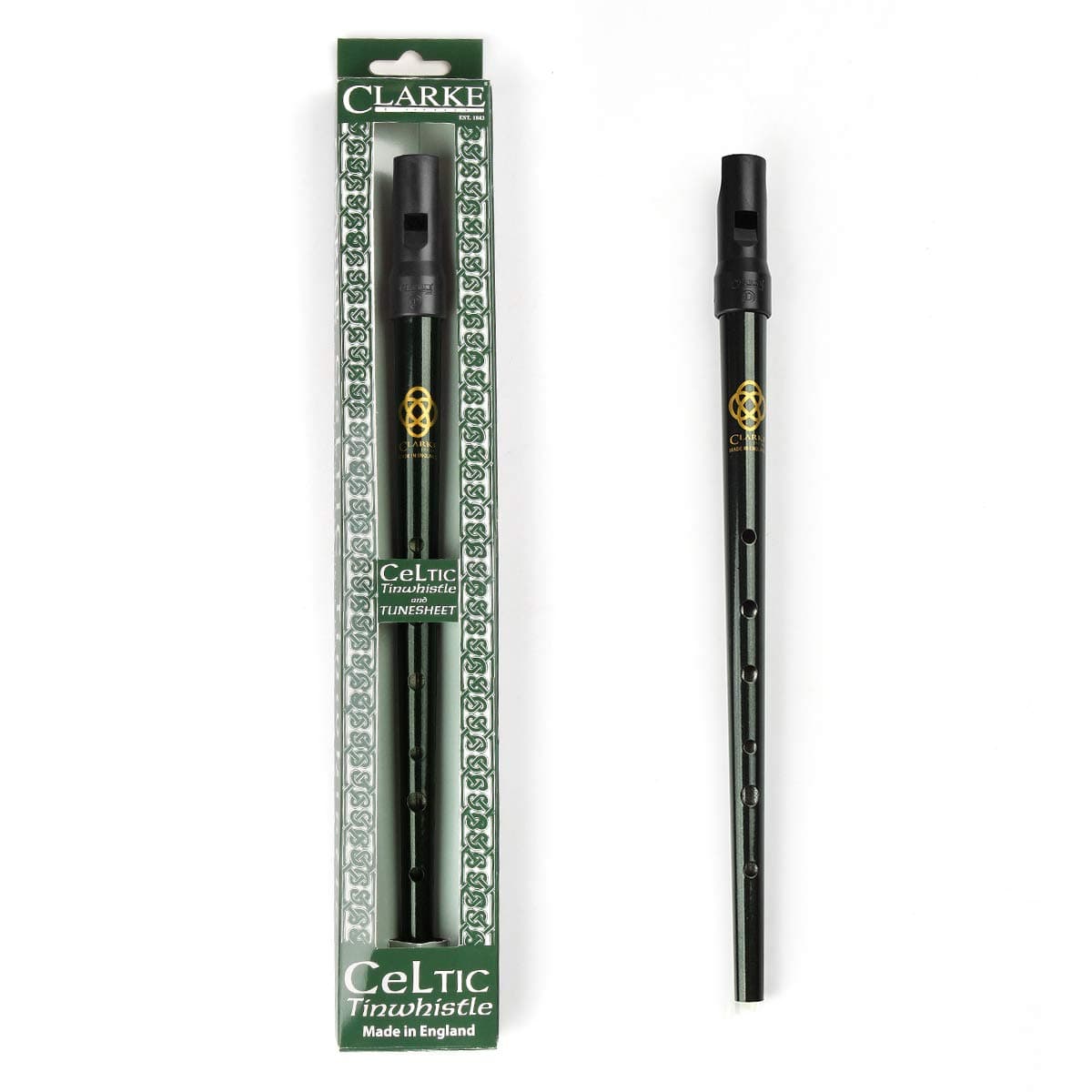 Traditional Metal Ireland Flute Clarke Tinwhistle Irish Whistle Flute in C/D Key (Dark Green D Key)