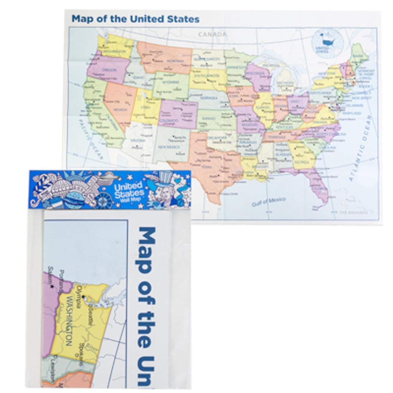 Mapping Company United States Poster Size Wall Map 40 x 28 with Cities (1 Map)