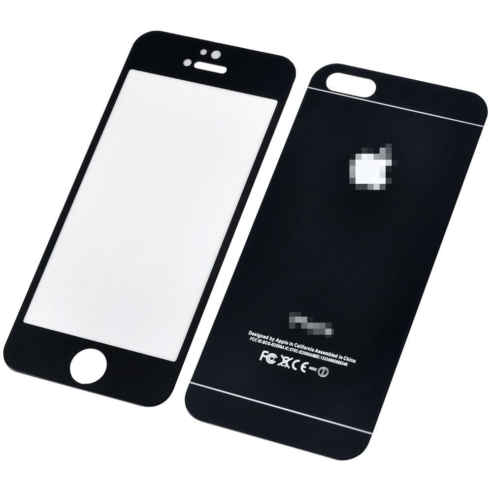 Heast(TM) For apple Iphone5/5S Screen Protector,ucanfix Electroplating Mirror Effect Front & Back Tempered Glass Screen Protector for Iphone5/5S Inch (Black)