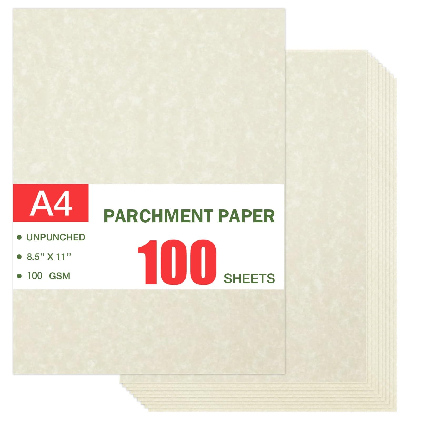 100 Sheets Certificate Paper, Resume Stationary Printer-Friendly Parchment Paper for Certificates, Resumes, Diplomas (100 GSM Ivory 8.5 x 11 In) (Beige)