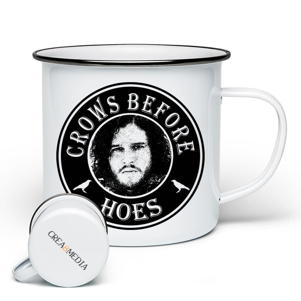 Crows Before Hoes Jon Snow Enamel Mug