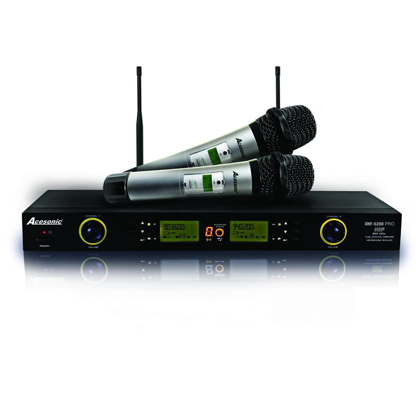 Acesonic UHF-5200 PRO 900MHz Digital Wireless Microphone System True Diversity, IR Sync, 100 Channels