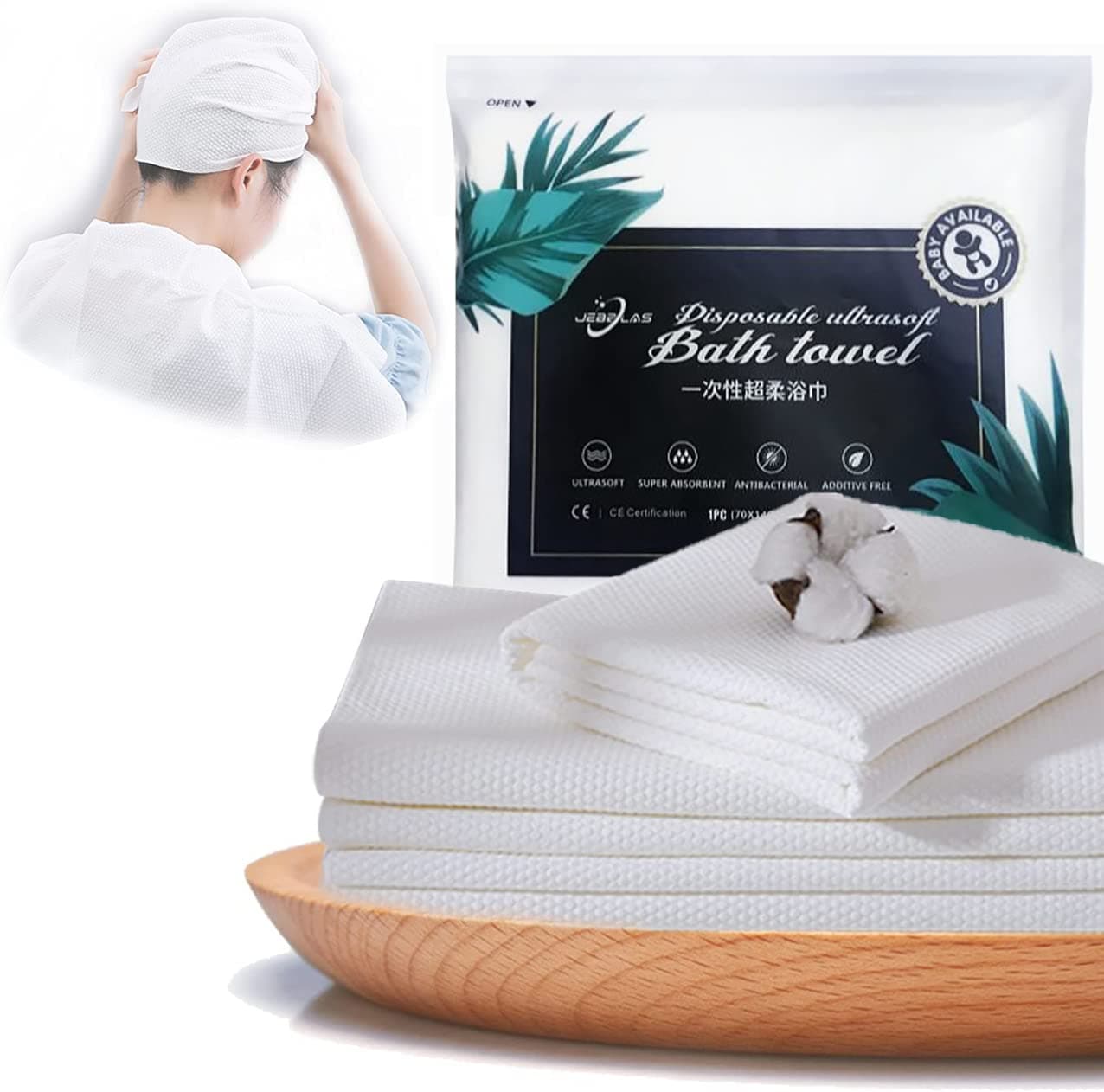 McMola Disposable Bath Towel Portable Package for Travel Hotel Trip Camping Use. Soft Large Luxury Towels, 5 sets/140 x 70 cm(55.12 x 27.56 in), White