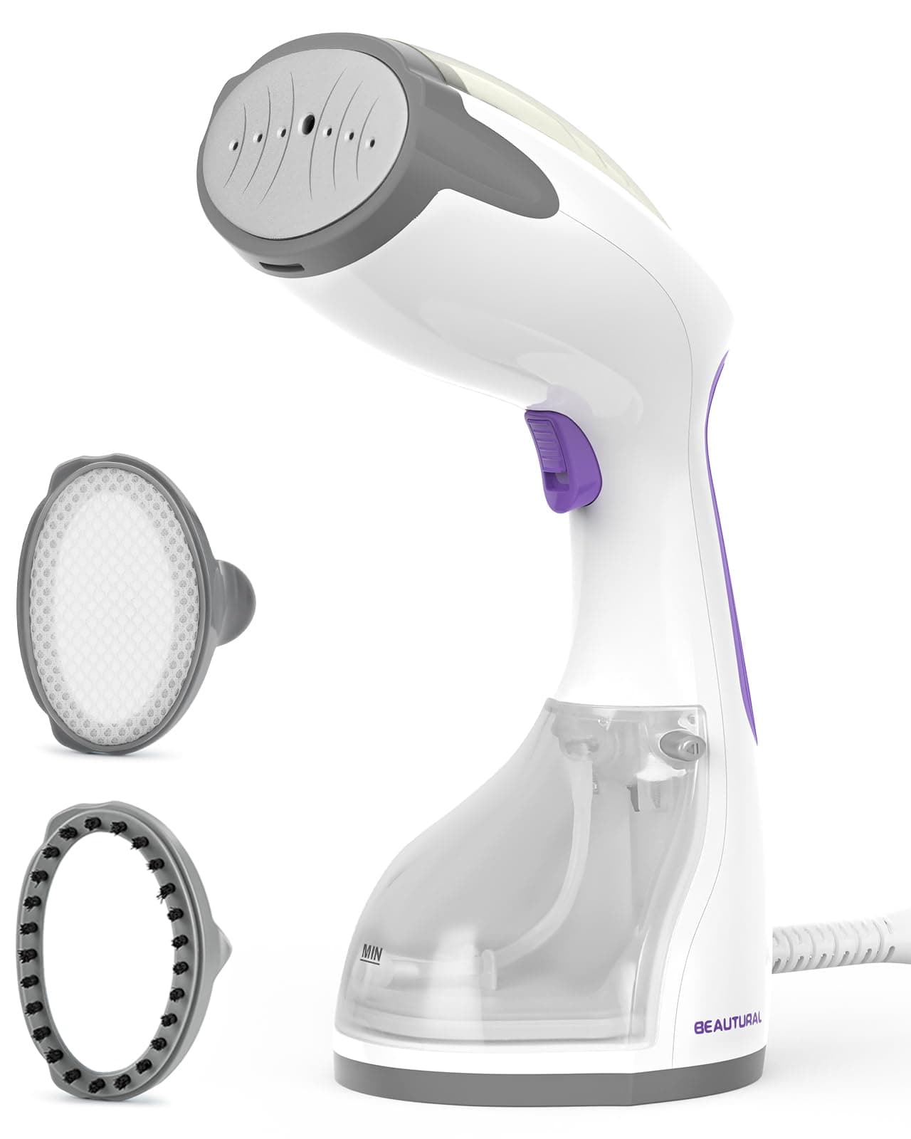 BEAUTURAL Steamer for Clothes, Portable Hand Garment Fabric Wrinkles Remover, 30 Second Quick Heating, Automatic Shut Off, Large Removable Water Tank