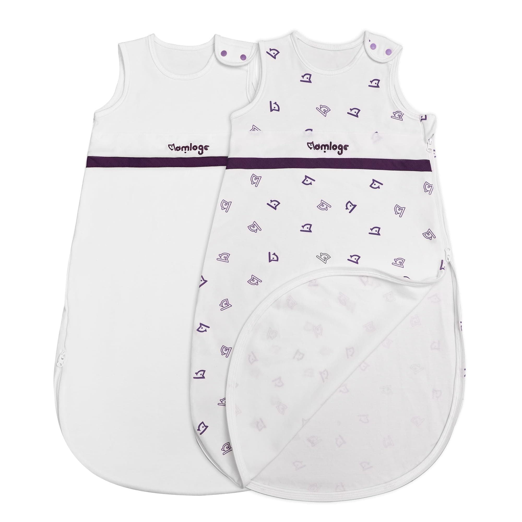 PuppyNap Baby Sleep Sack 2-Pack Set, 6-12 Months, 100% Organic Cotton with 2-Way Zipper