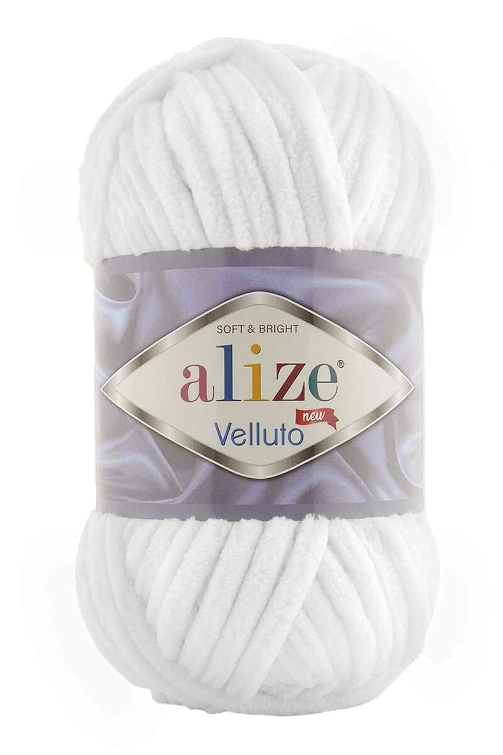 5 x 100 g Velluto Wool 500 g Super Bulky Chenille Yarn Cuddly Soft 100 g Pillow Baby Blanket etc. (White 55)