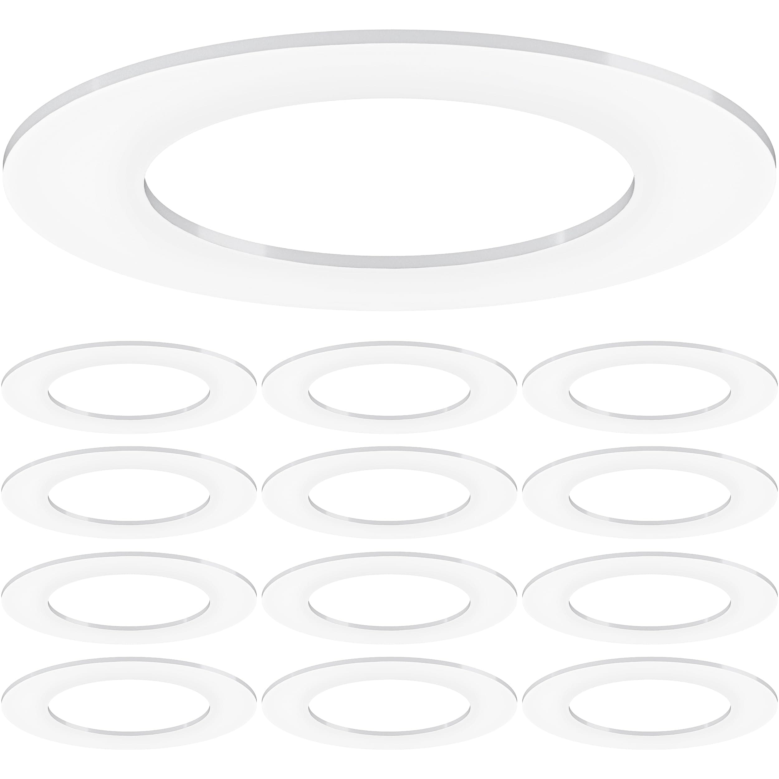 Sunco 12 Pack Goof Rings for 4 Inch Recessed Lights White Can Light Goof Trim Ring, Outer Diameter 6.7-inch, Inner Diameter 4.25-inch, Durable Plastic Design, Matte Finish, Flush Mount