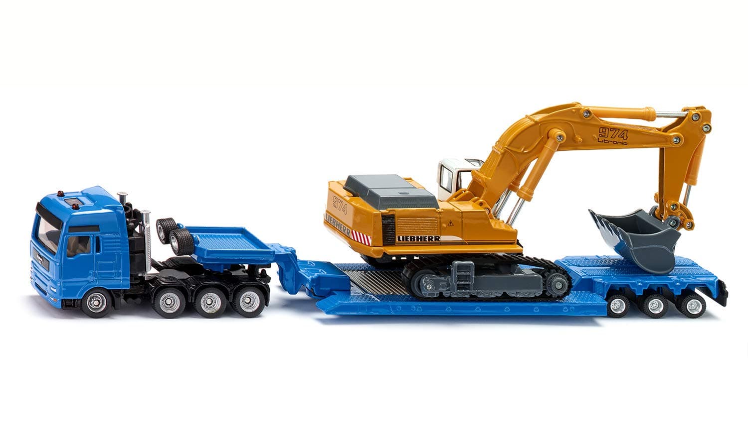 Heavy Haulage Transporter with Flat-Bed Vehicle Toy Blue/Yellow 1847