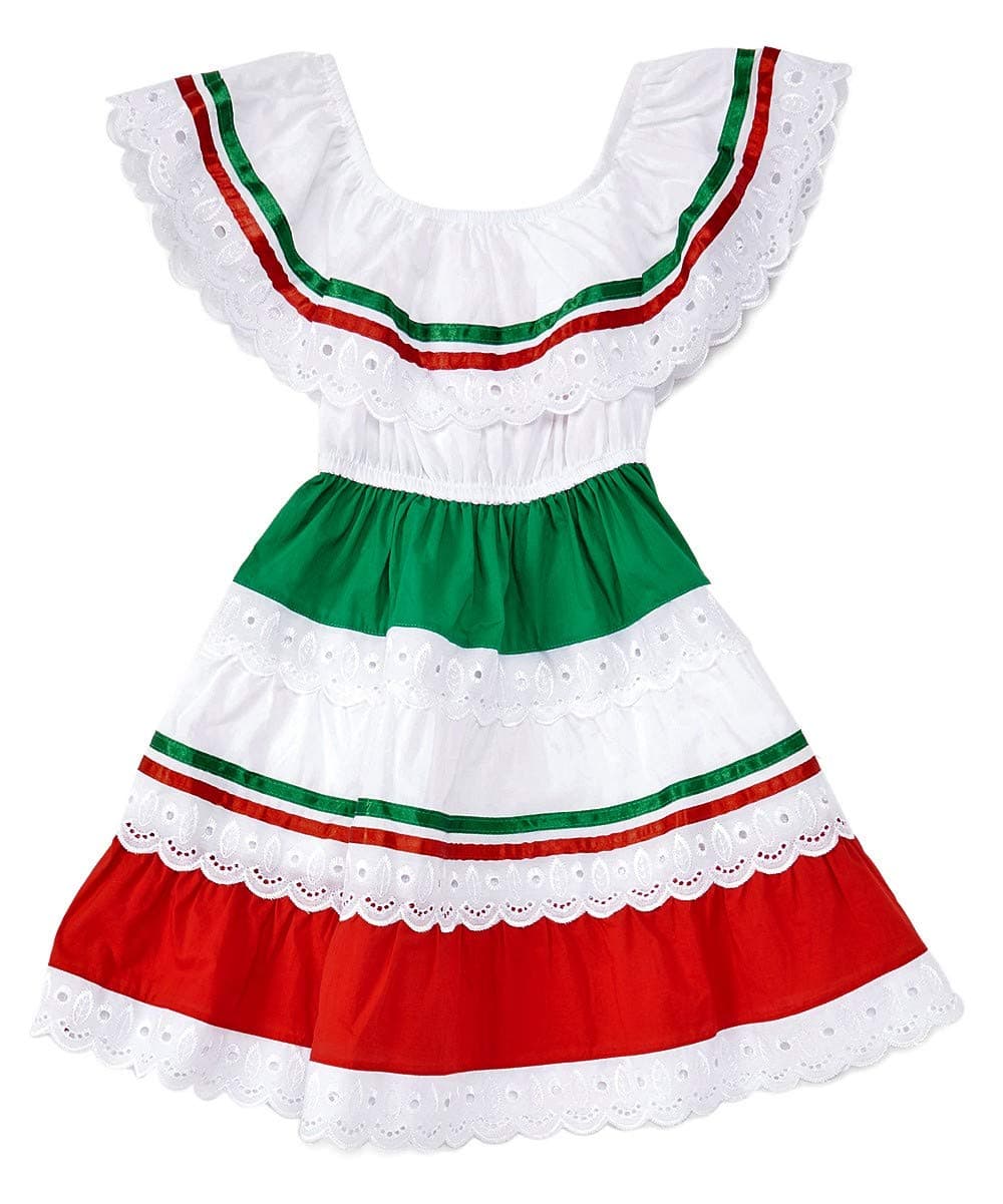 unik Girl's Traditional Mexican Cinco De Mayo Fiesta Dress Size 2-14