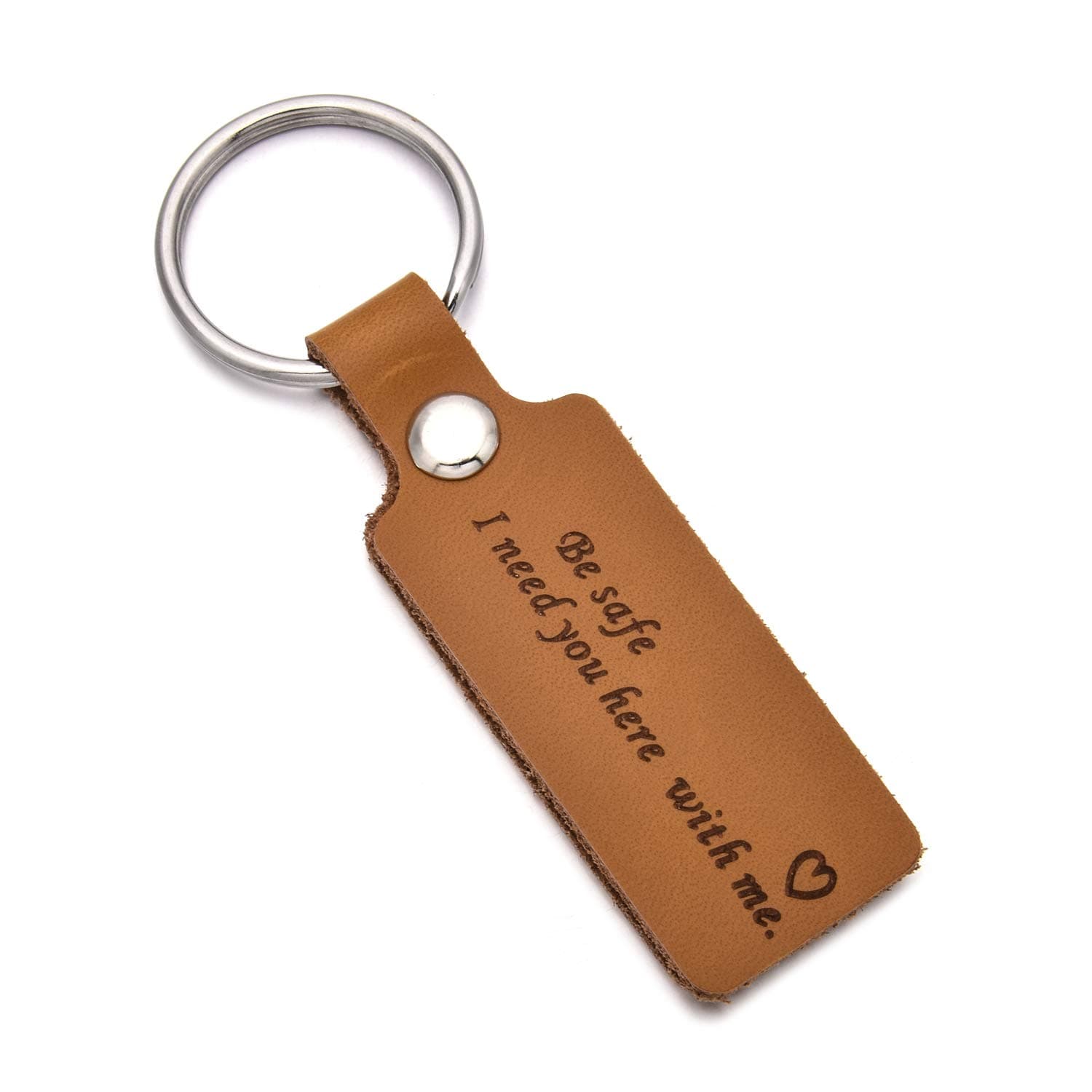 DYJELWDFather's Day Gifts Drive Safe Leather Keychain Be Safe I Need You Here with Me Mom Dad Boyfriend Husband Keychain