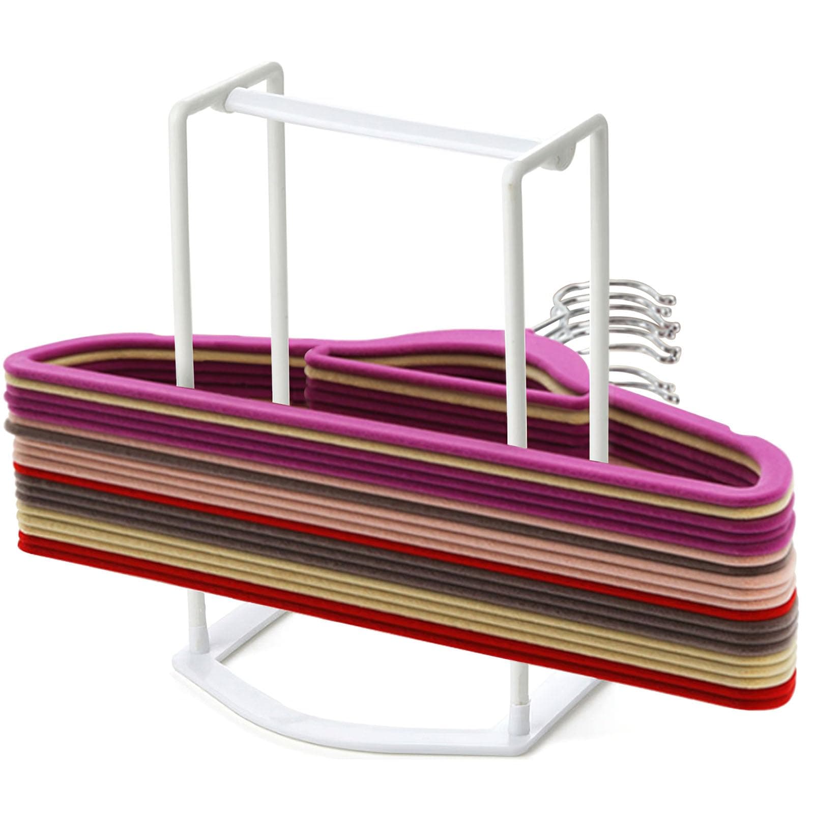 Hanger Stacker Organizer Stand, White Portable Hanger Holder Laundry Room Organization Hanger Rack Storage