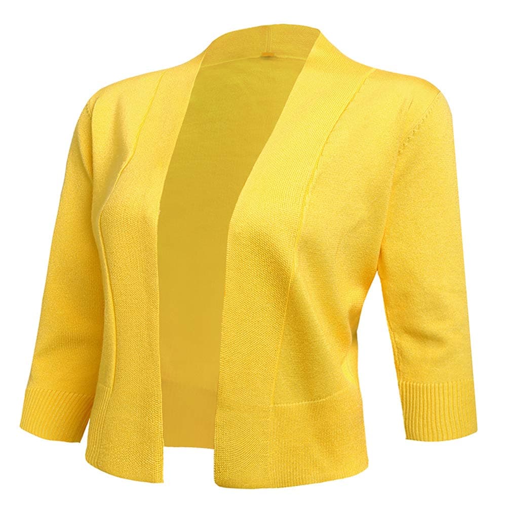 AAMILIFEWomen's 3/4 Sleeve Cropped Cardigans Sweaters Jackets Open Front Short Shrugs for Dresses