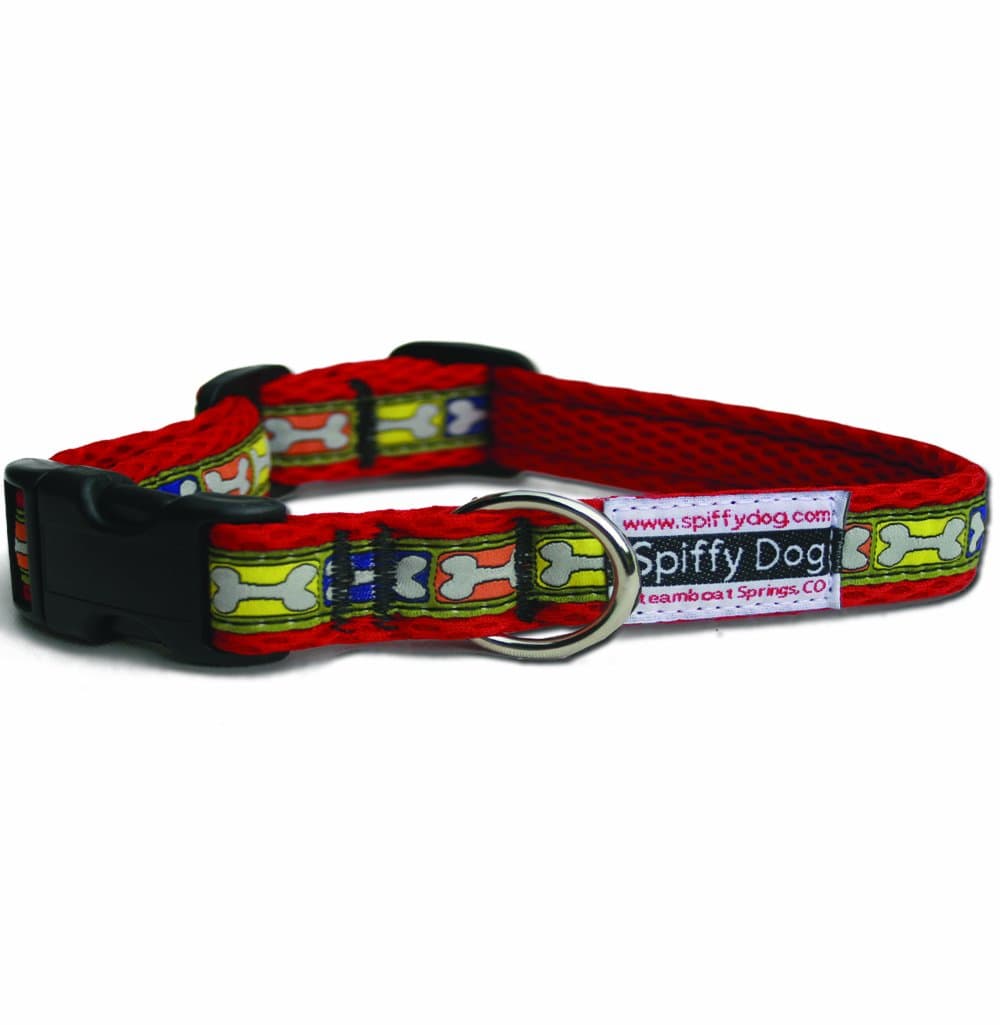 Spiffy Dog Air Bones Dog Collar, S, Red