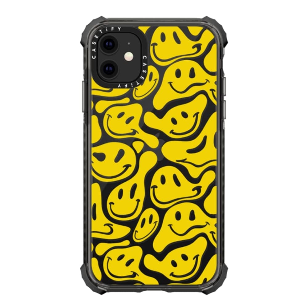 CASETiFYUltra Impact Case for iPhone 11 - Acid Smiles Marigold - Clear Black