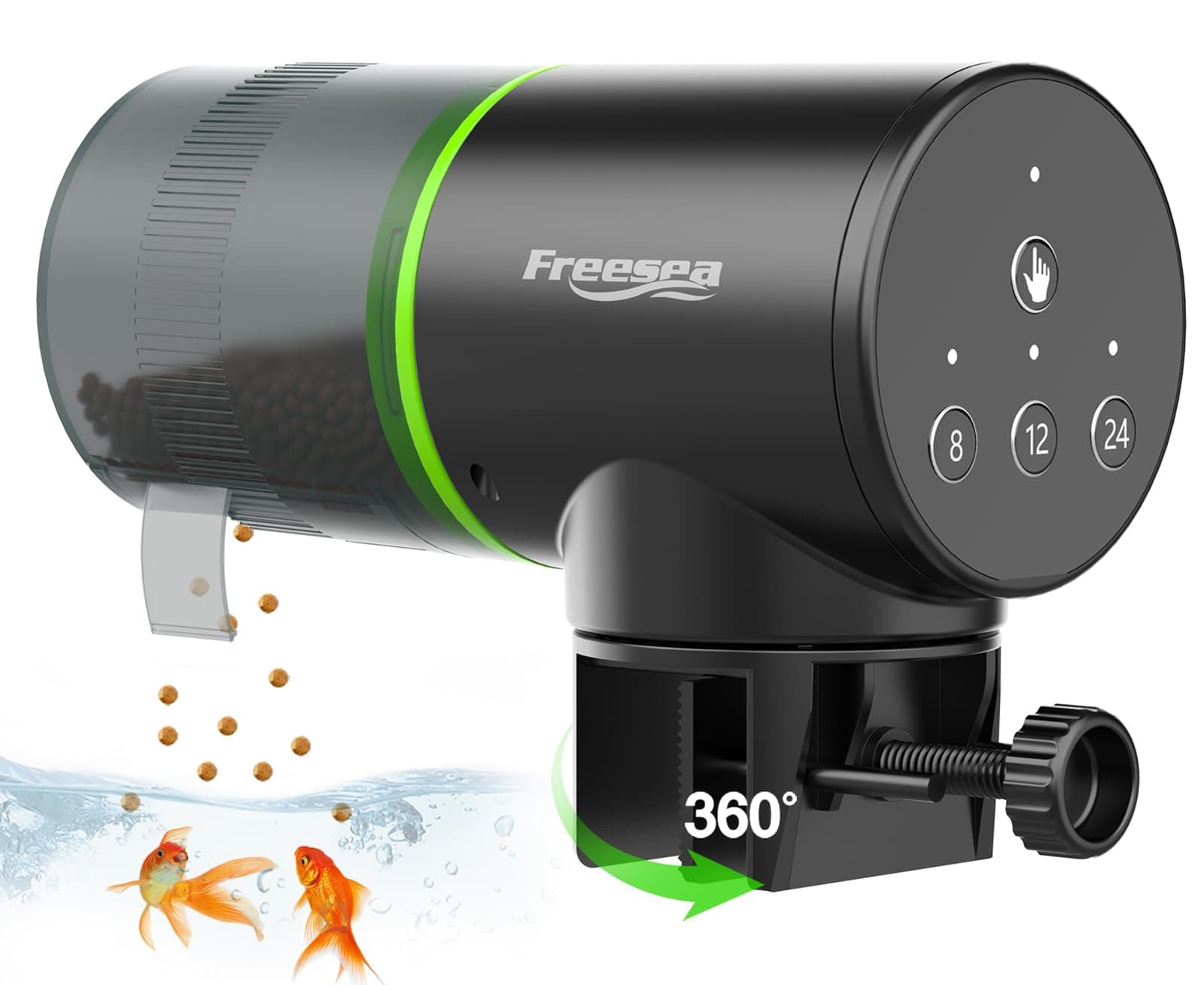 FREESEA Plastic Aquarium Automatic Fish Feeder: Vacation Timer Feeder For Fish Tank Electric Adjustable Auto Fish Food Dispenser 0.05 Gal & Two Fixed Methods, ?7.1L X 7.1W X 11.2H Cm, Small