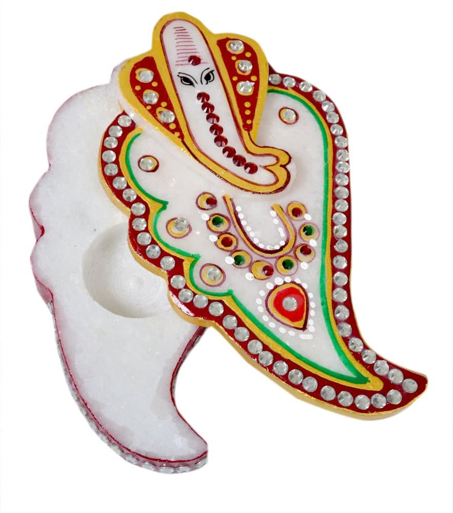 Beautiful Handmade Marble Roli/sindoor/kumkum Box Product Alluring Home Décor Made on Marble with Hand Painting and Decoration By Skilled Artisans of Rajasthan India