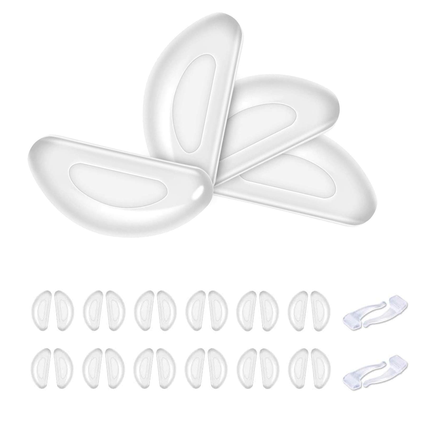 12 Pairs Eyeglass Nose Pads, Transparent Anti-Slip Nosepads, Stick on Anti-Slip Soft Silicone Adhesive Nose Pads for Eyeglass Glasses, Sunglasses(Transparent, 2mm)