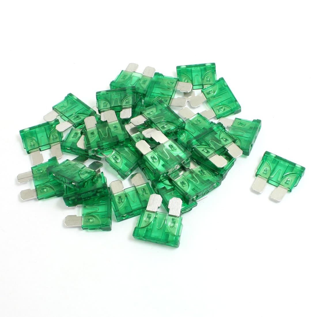 uxcell 30 Pcs 30A Car SUV Plug in Blade Fuse Green