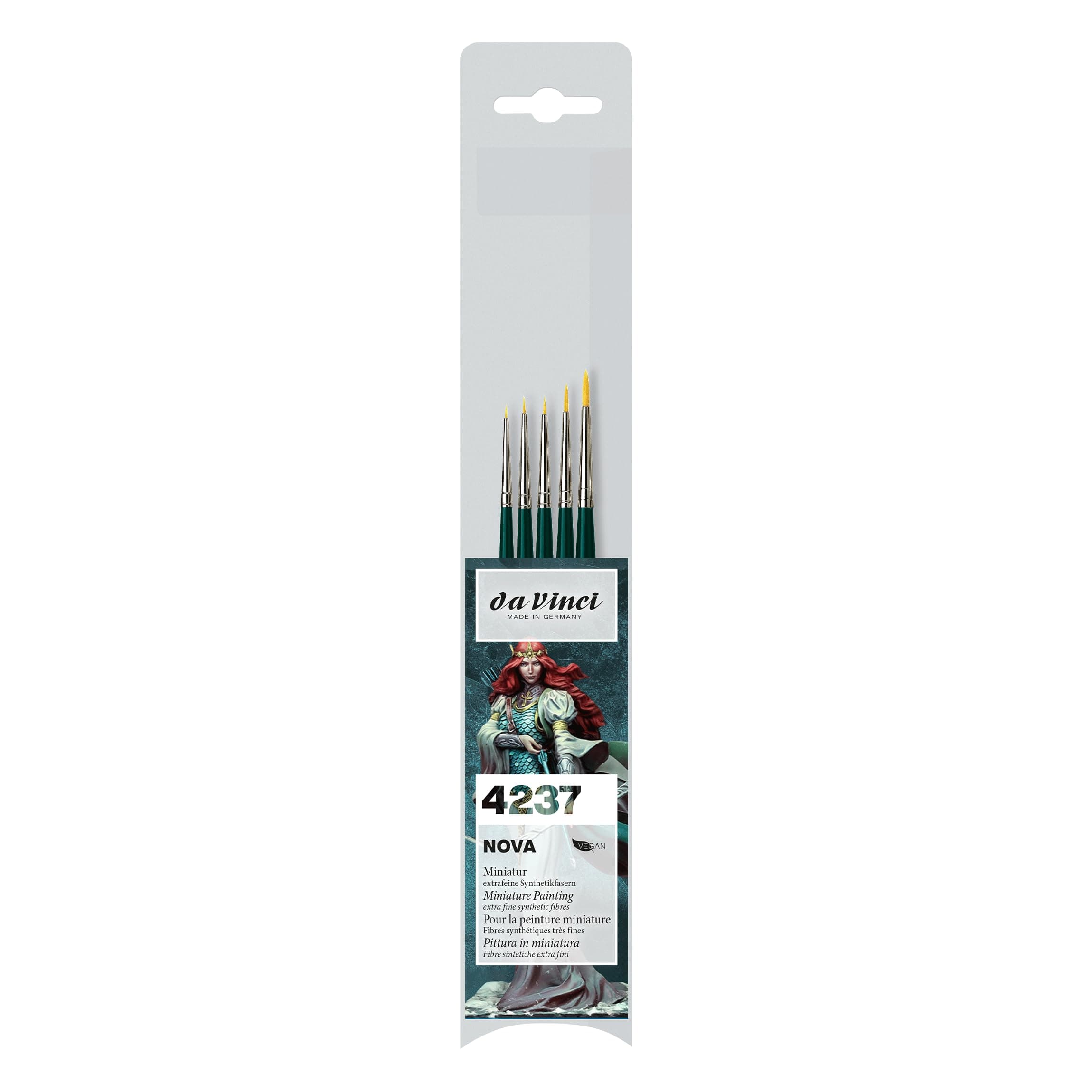 Brushes Watercolor Series 4237-5 Brush Miniature Set - Nova Synthetics Multi-Media Mini Rounds - Contains Series 1570 Sizes 10/0, 5/0, 3/0, 0, & 2 - Made In Germany