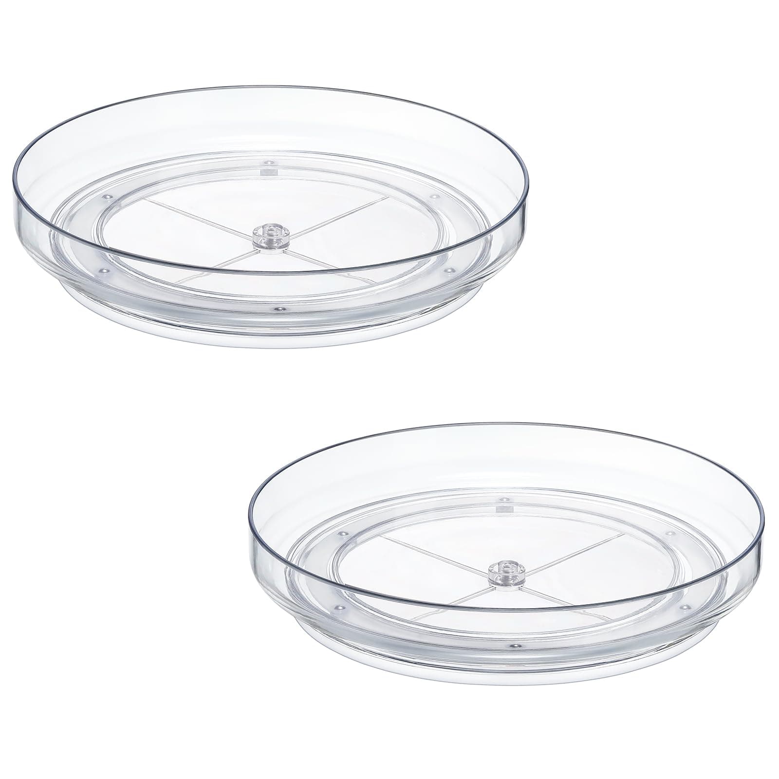 2 Pack 9 Inch Clear Acrylic Lazy Susan, Non-Skid Turntable Organizer for Cabinet, Kitchen, Pantry Organization Storage, Refrigerator, Vanity Makeup, Bathroom Countertop Organizing, Rotating Spice Rack