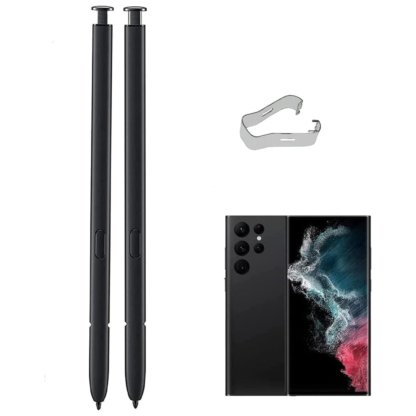 2 Pack Galaxy S22 Ultra Pen Replacement for Samsung Galaxy S22 Ultra 5G, Galaxy S22 Ultra Stylus S Pen with 4096 Pressure Sensitivity + Tweezer withoutBluetooth(Black)