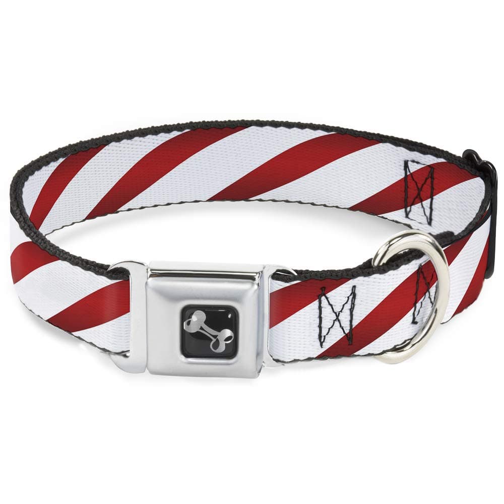 Buckle-Down Seatbelt Buckle Dog Collar - Candy Cane - 1" Wide - Fits 11-17" Neck - Medium