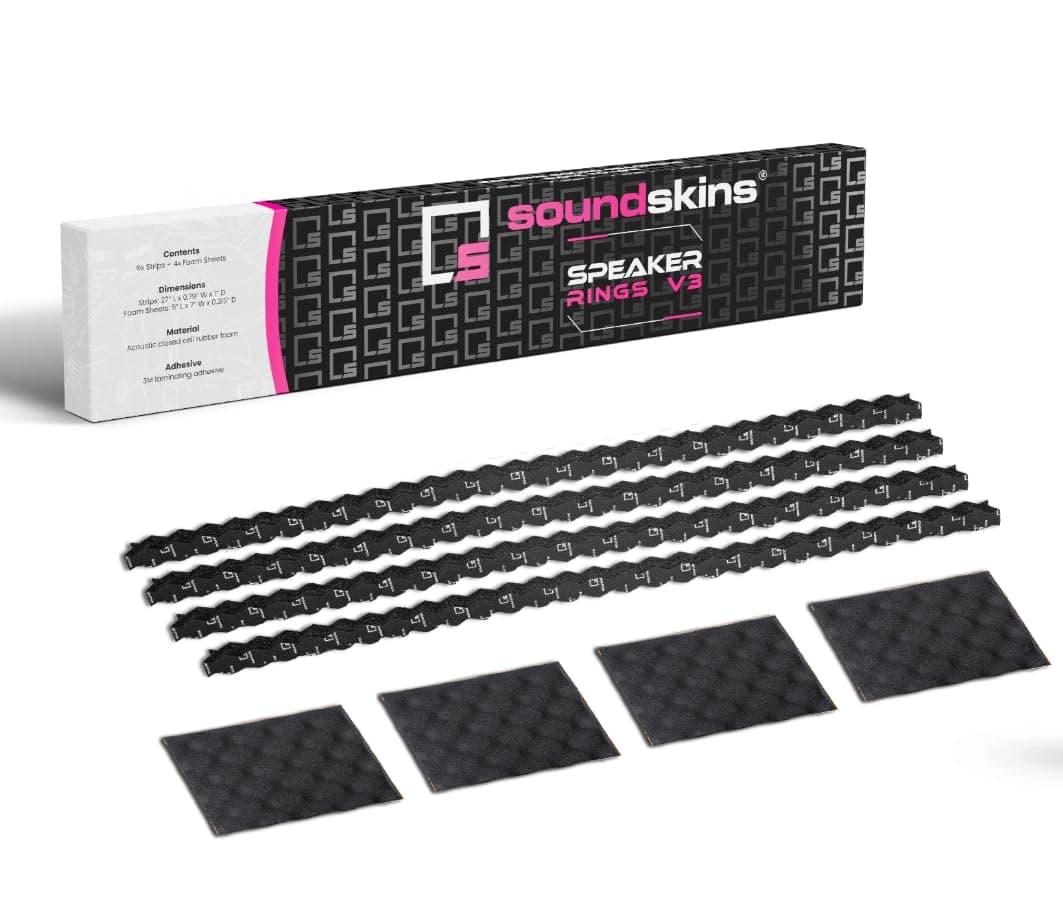 Soundskins Foam Speaker Ring Kit - High Rebound, Waterproof Acoustic Foam - 1" Thick Strips (6) & Wave Reflection Pads (4) - Fits 6x9 and Smaller - Model: SSK-RINGV3