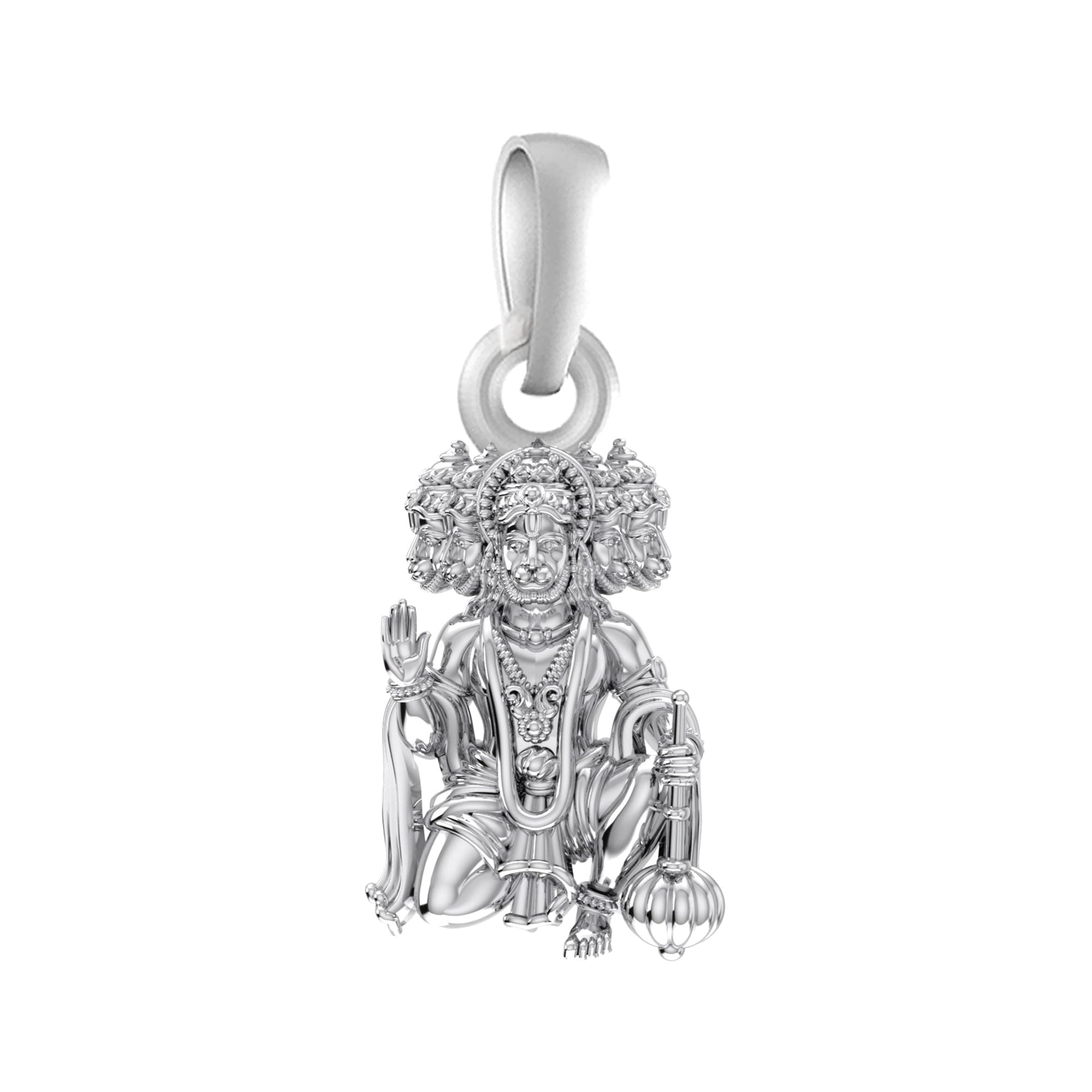 Sterling Silver (92.5% purity) God Hanuman Ji Locket for Men & Women Pure Silver Lord Bajrang Bali Pendant -Reload_21_panchmukhi hanuman-P3