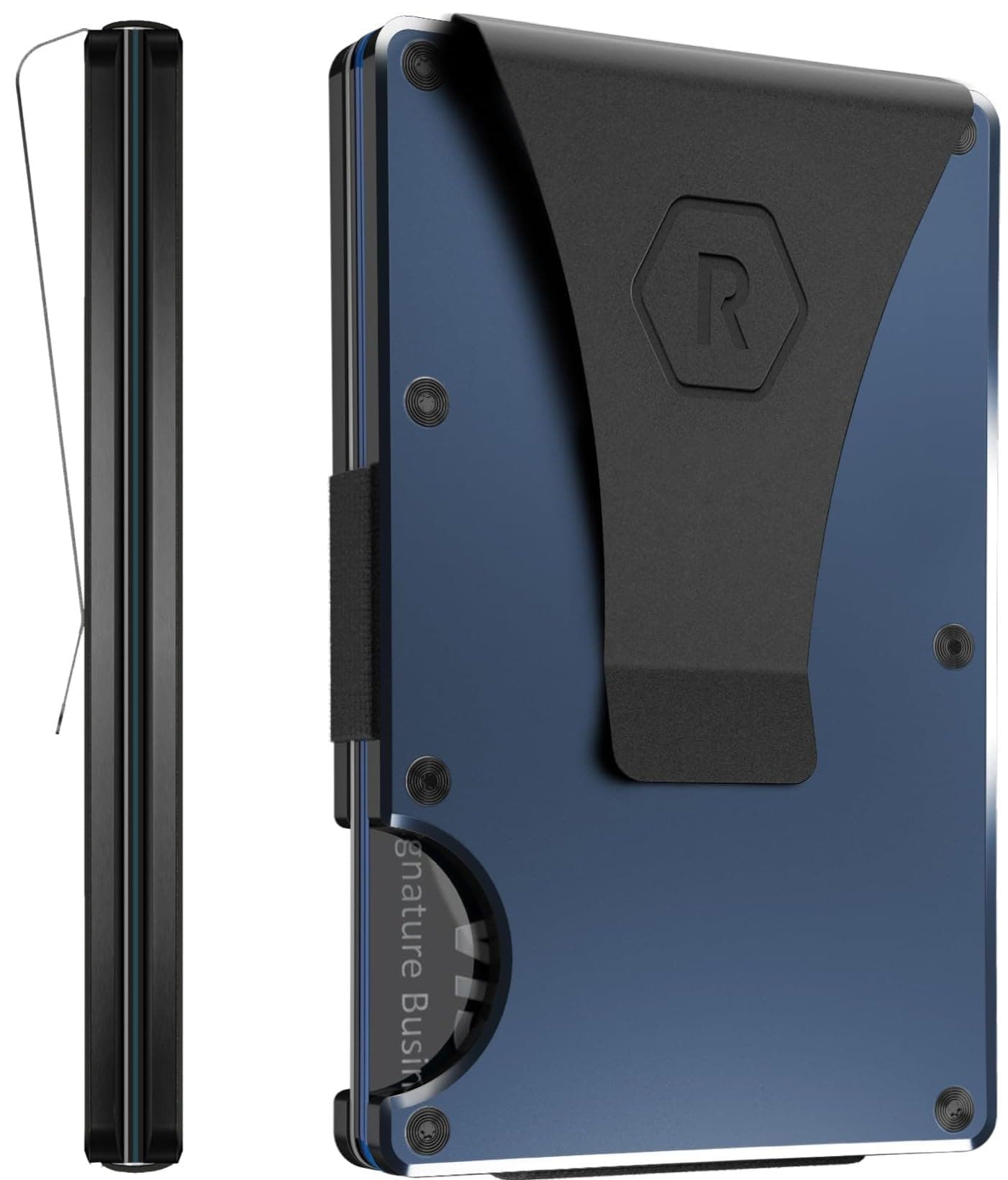 Ridge Wallets - Slim Minimalist Front Pocket Wallet for Men, RFID Card Holder, Navy, Hex Ridge