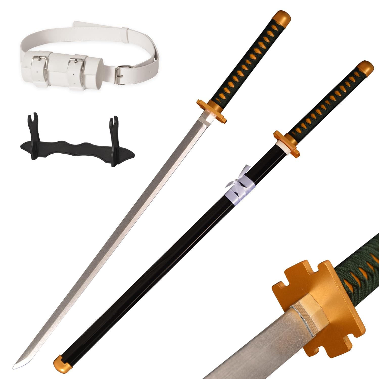 40" Anime Otsukotsu Yuta Samurai Sword with Belt/Display Stand, Cosplay Props,for Cosplay,Dispaly,Collection