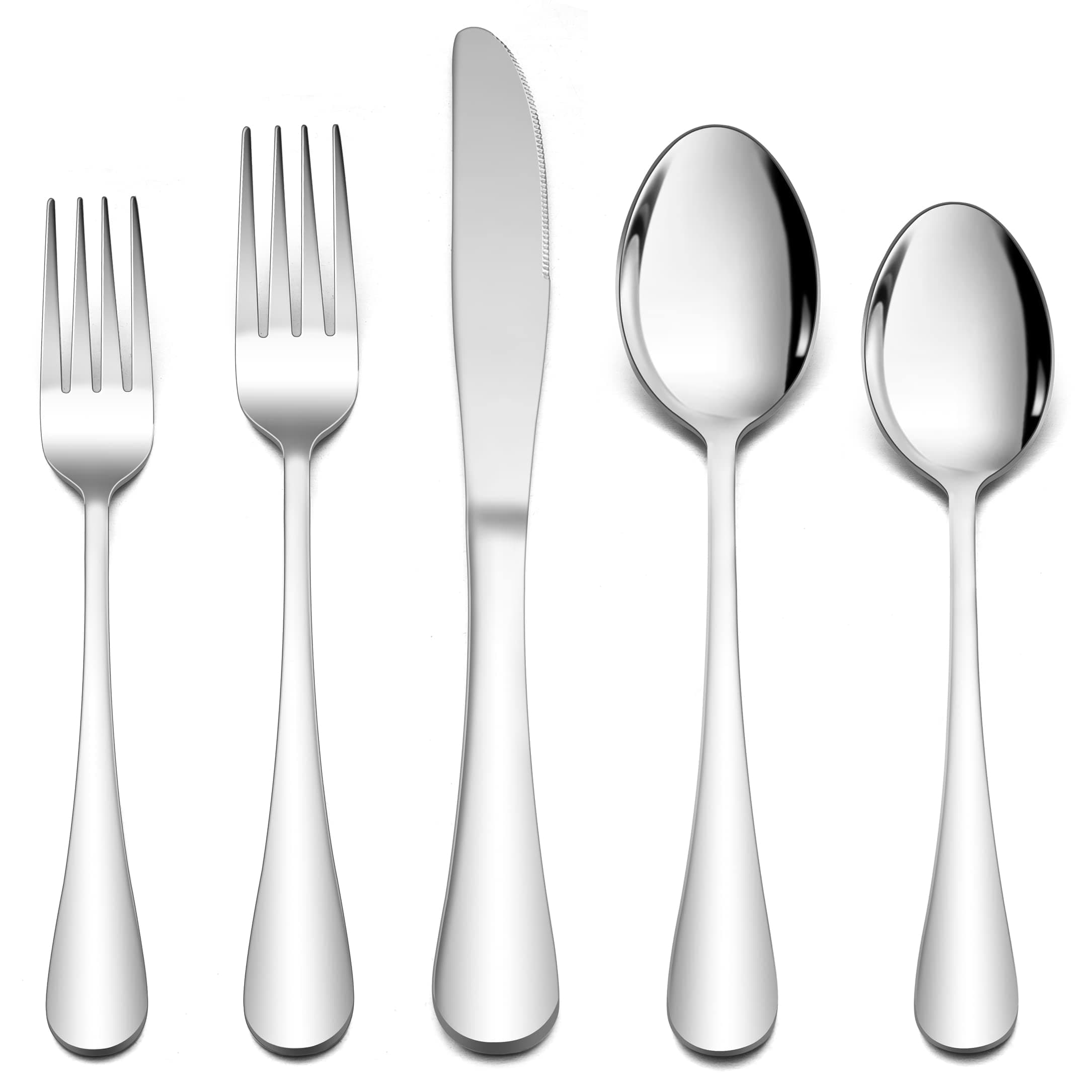 LIANYU 30-Piece Flatware Silverware Set for 6, Stainless Steel Cutlery Eating Utensils, Mirror Finished, Dishwasher Safe