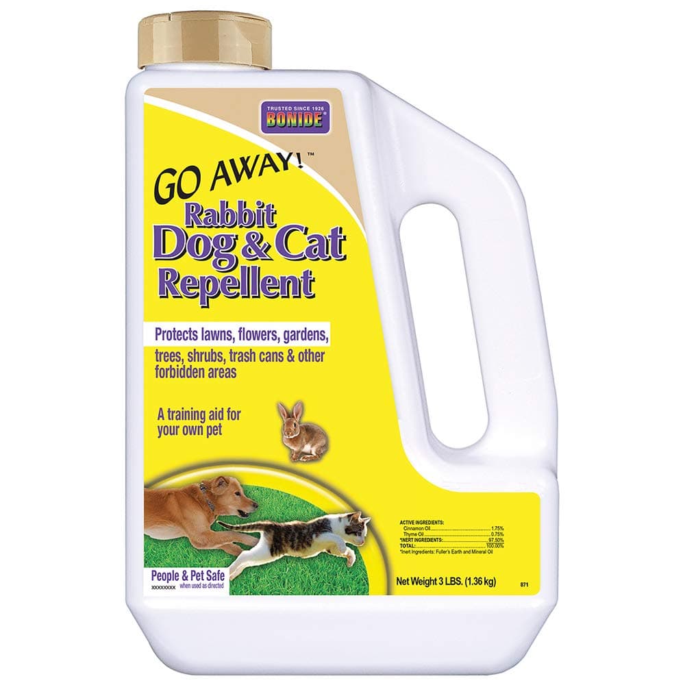 Go Away! Rabbit, Dog, & Cat Repellent Granules, 3 lbs Ready-to-Use, Keep Dogs off Lawn, Garden, Mulch & Flower Beds