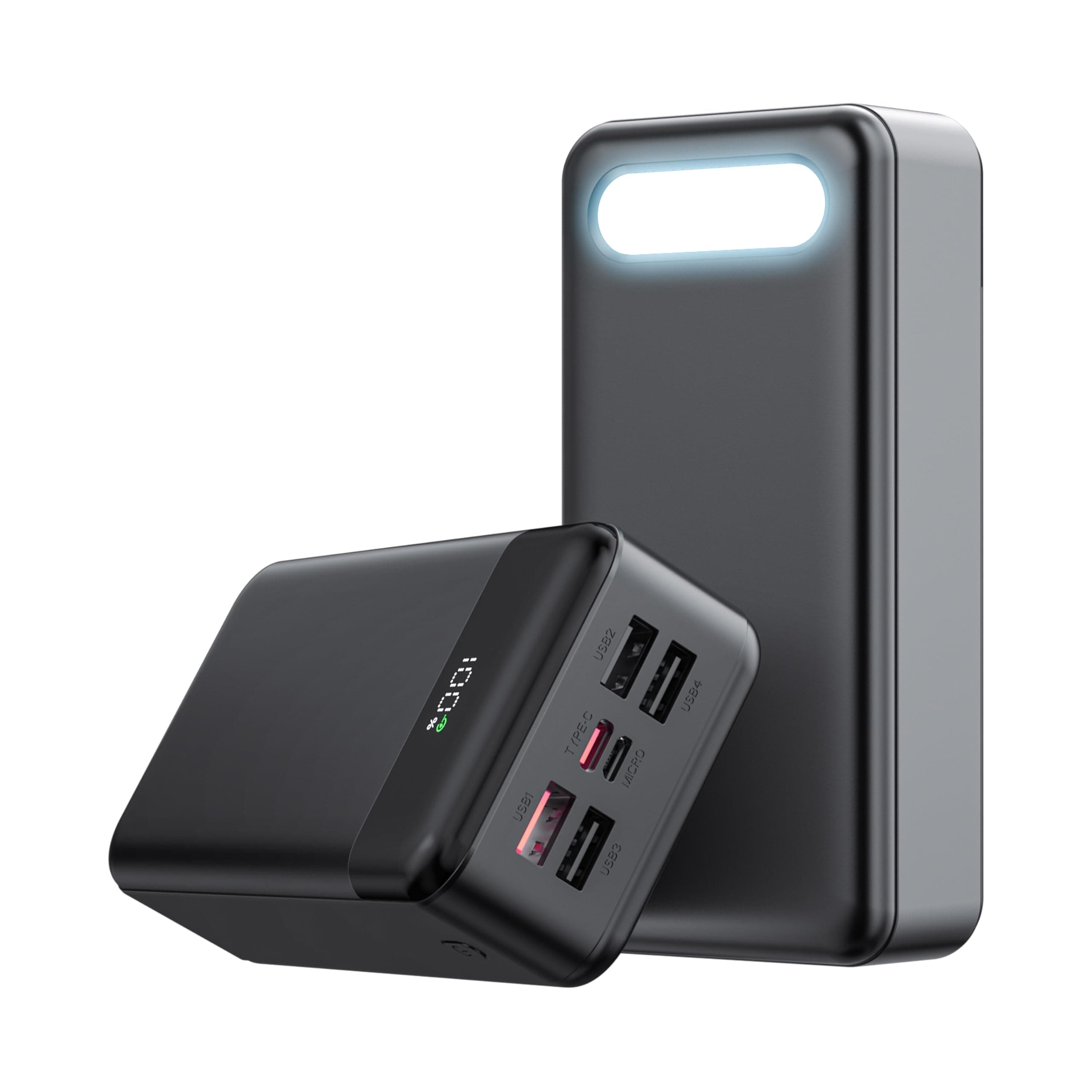 Power Bank 60000mAh,QC3.0 22.5W & USB C PD20W Fast Charge,Portable Charger, External Battery, 2 Input and 5 Output (QC & USB & Type C) for Mobile Phone, Camera, Pad, Headset etc (60000mah)