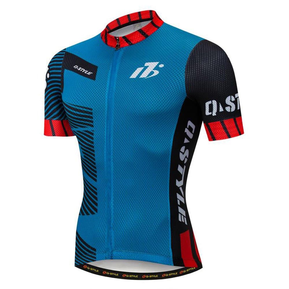 AKAAYUKO Cycling Jersey Men Short Sleeve Breathable Quick Dry with 3 Rear Pockets Silicone Hem Full Zip Bike Biking Shirt