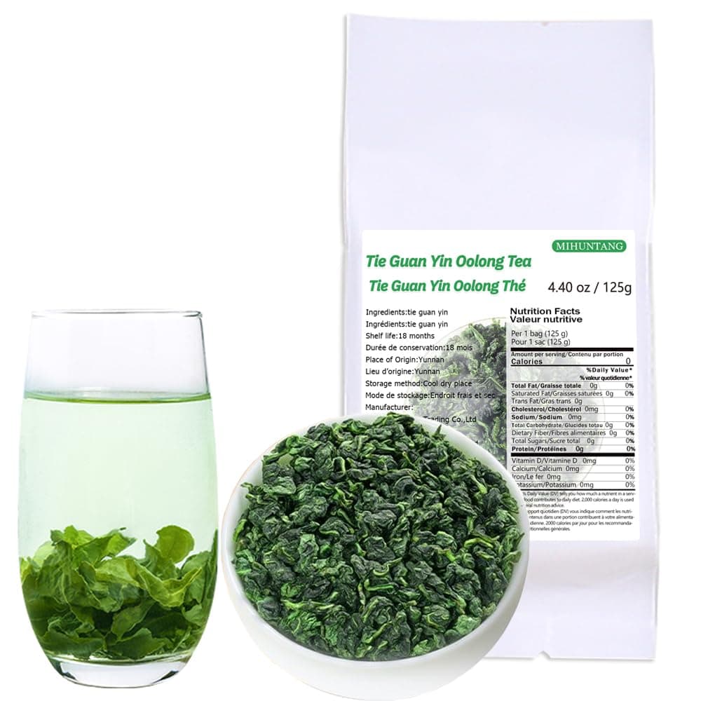Tie Guan Yin Oolong Tea 4.40oz Loose Leaf Chinese Tea Leaves Tieguanyin Iron Goddess of Mercy High Mountain Wu Long Green Tea Ti Kuan Yin 铁观音125g