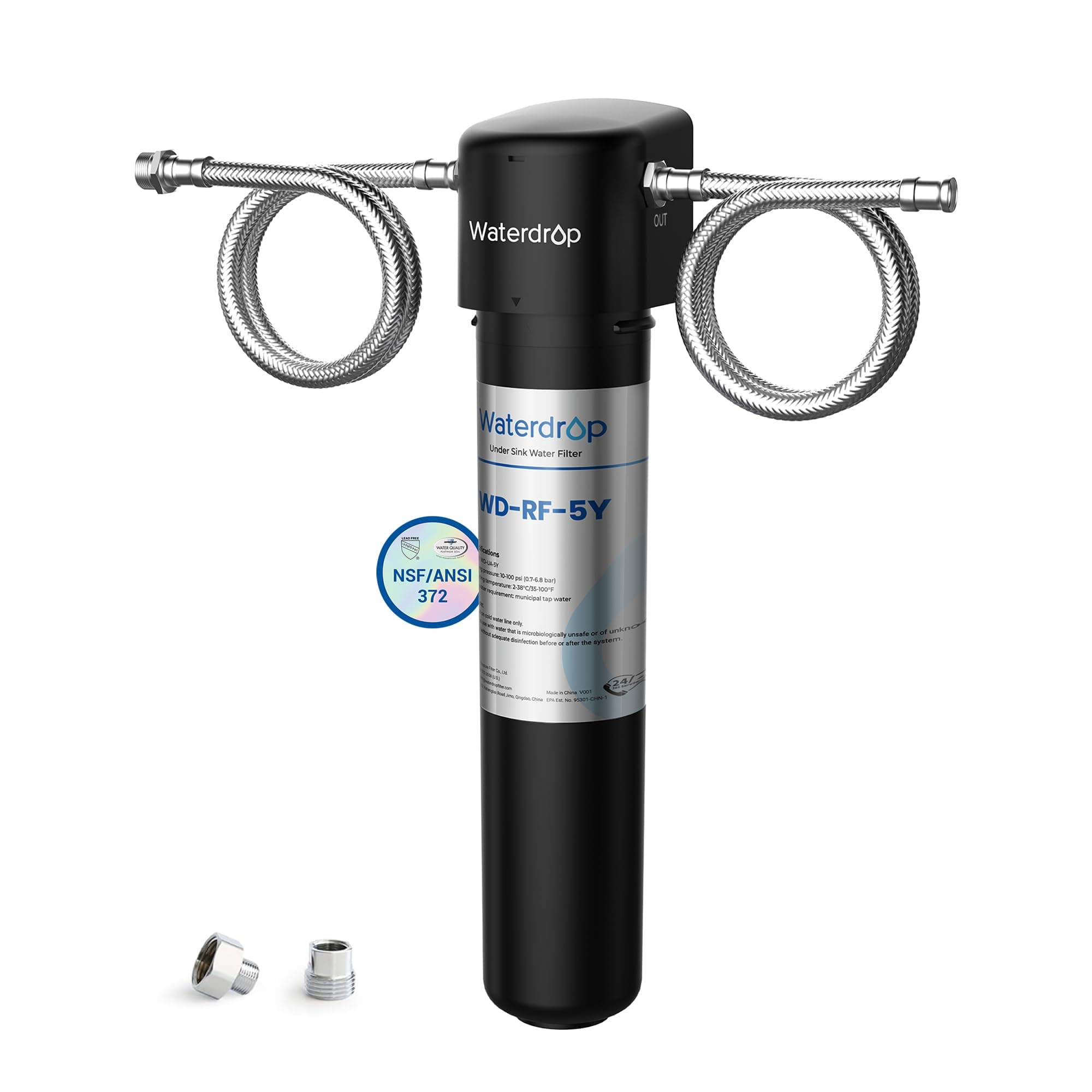 Waterdrop UA-5Y 𝟓 𝐘𝐞𝐚𝐫𝐬 Under Sink Water Filter System, Ultra Long Life, Reduces Lead, Chlorine, Bad Taste & Odor, Water Filter for Sink Faucet Direct Connect to Kitchen Faucet, USA Tech