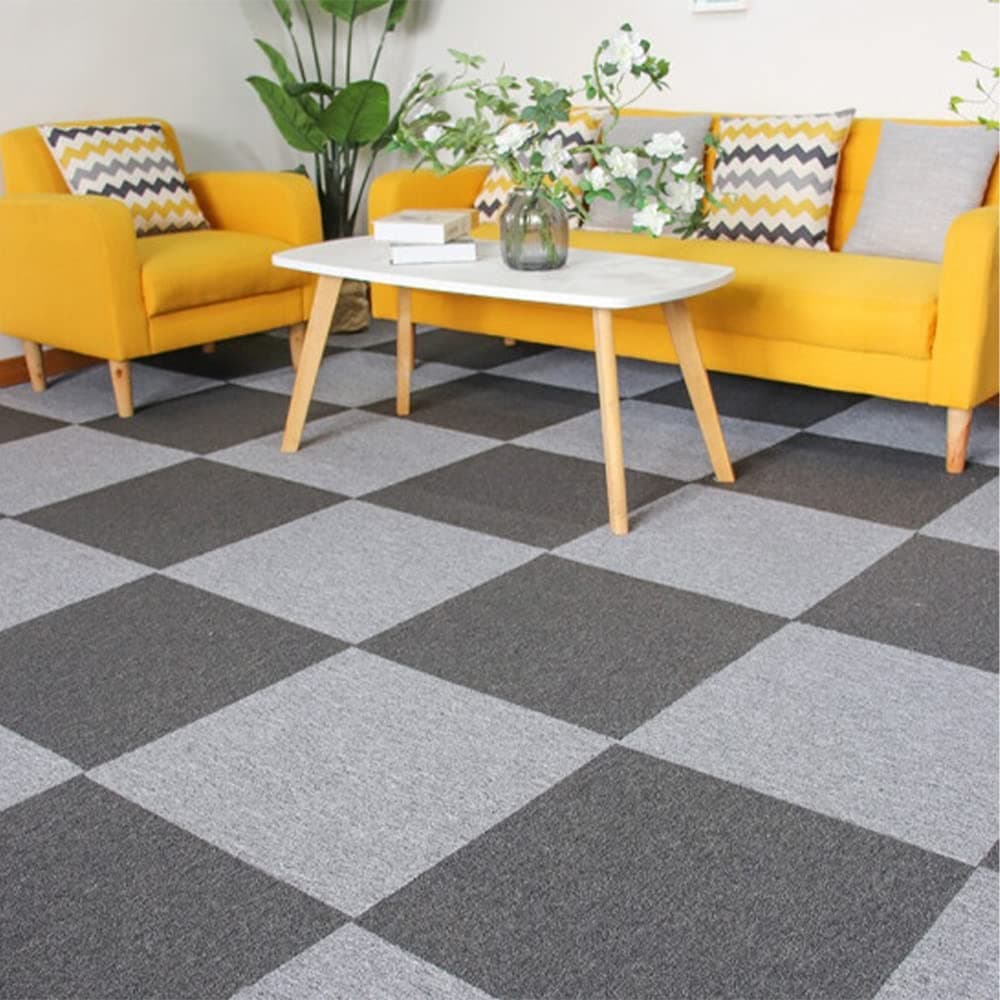 Nisorpa 20 x Hard Wearing Carpet Tiles 50 x 50cm Freely Splice Carpeting Heavy Duty Home Commercial Retail Office Premium Flooring Anti-Slip Flooring Tiles with PVC Backing(Dark Grey)