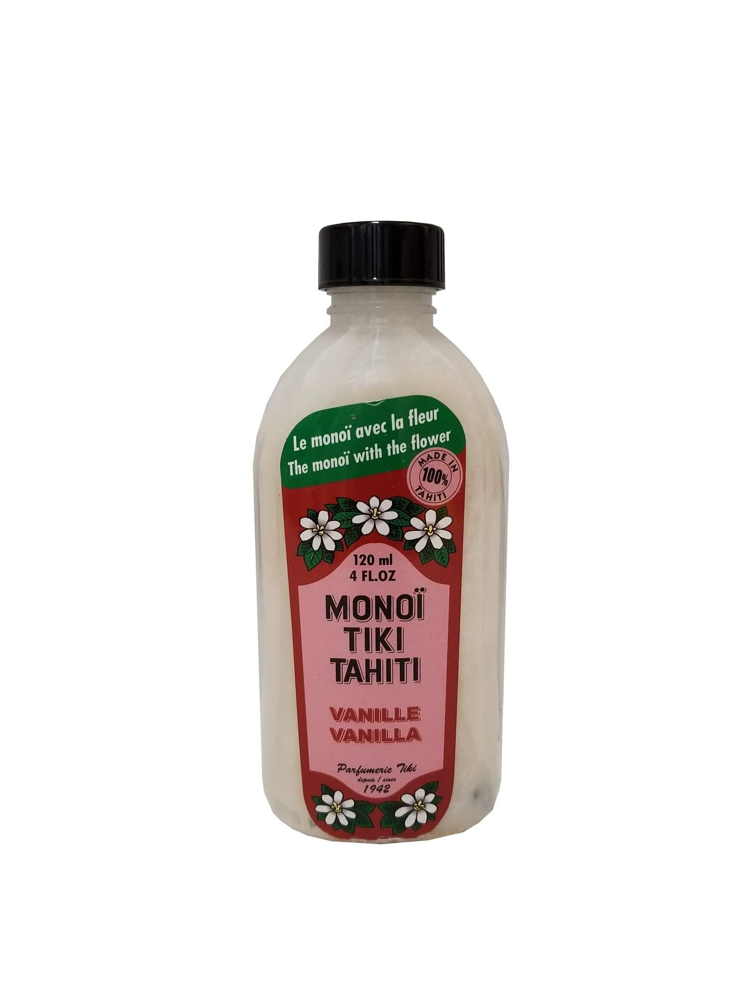 Monoi Tiki Tahiti Vanilla Coconut Oil (Pack of 2), Scented With Fresh Handpicked Tiare Flowers, 100% Made in Tahiti, 4 fl. oz.