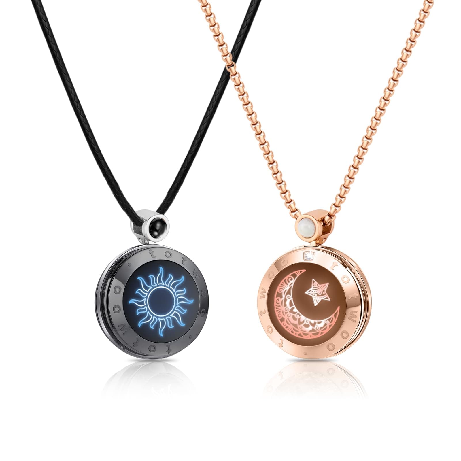 Long Distance Touch Necklace| Vibration & Light Up Smart Necklace for Long Distance Relationship Gifts, Couples Necklace with Natural Agate Gift for Her and Him