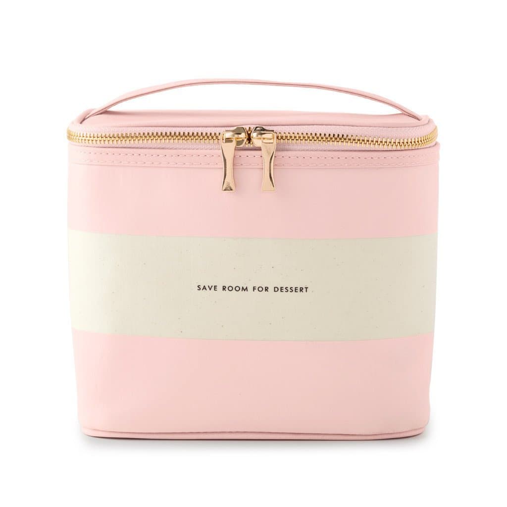 Women's Lunch Tote, (Out To Lunch), Blush Rugby Stripe, Pink Canvas
